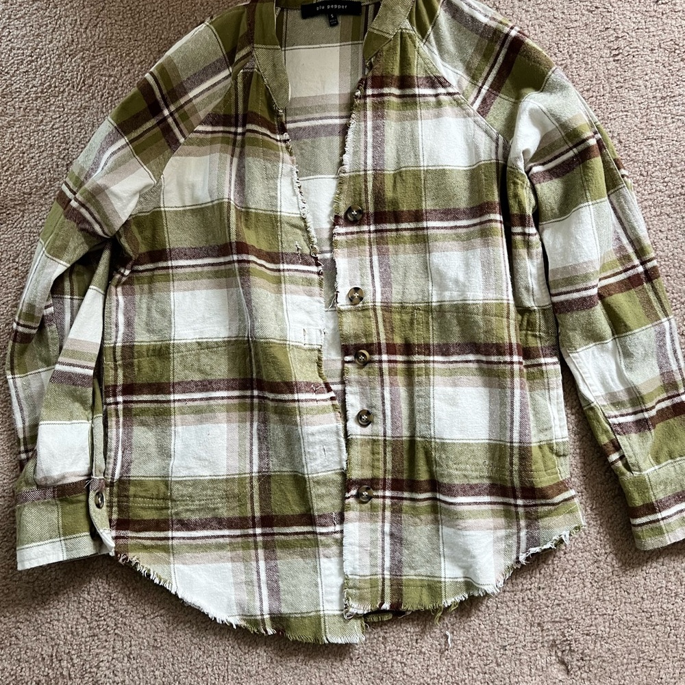 Moss and brown shacket